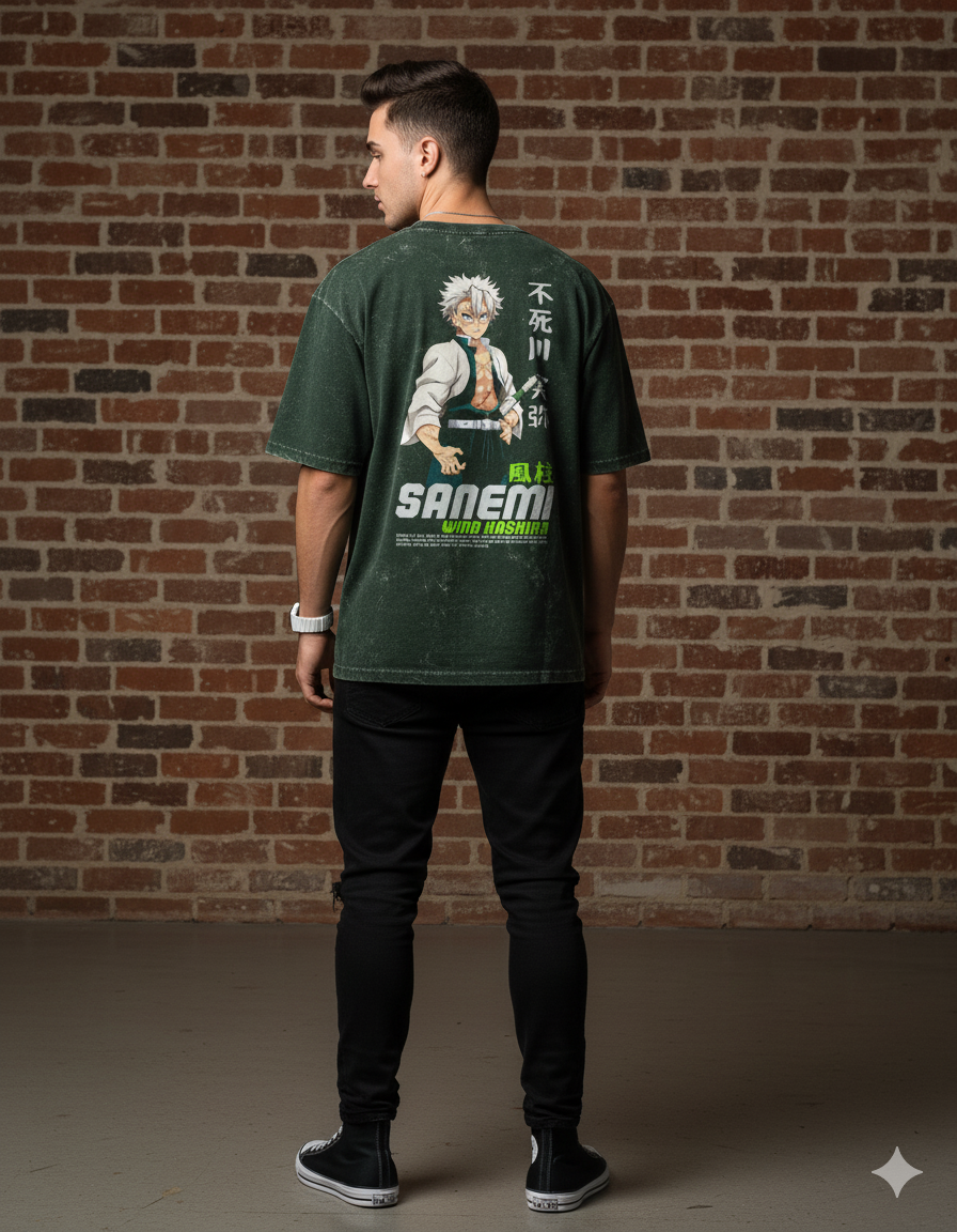 Sanemi Unisex Acid Washed Oversized Tee