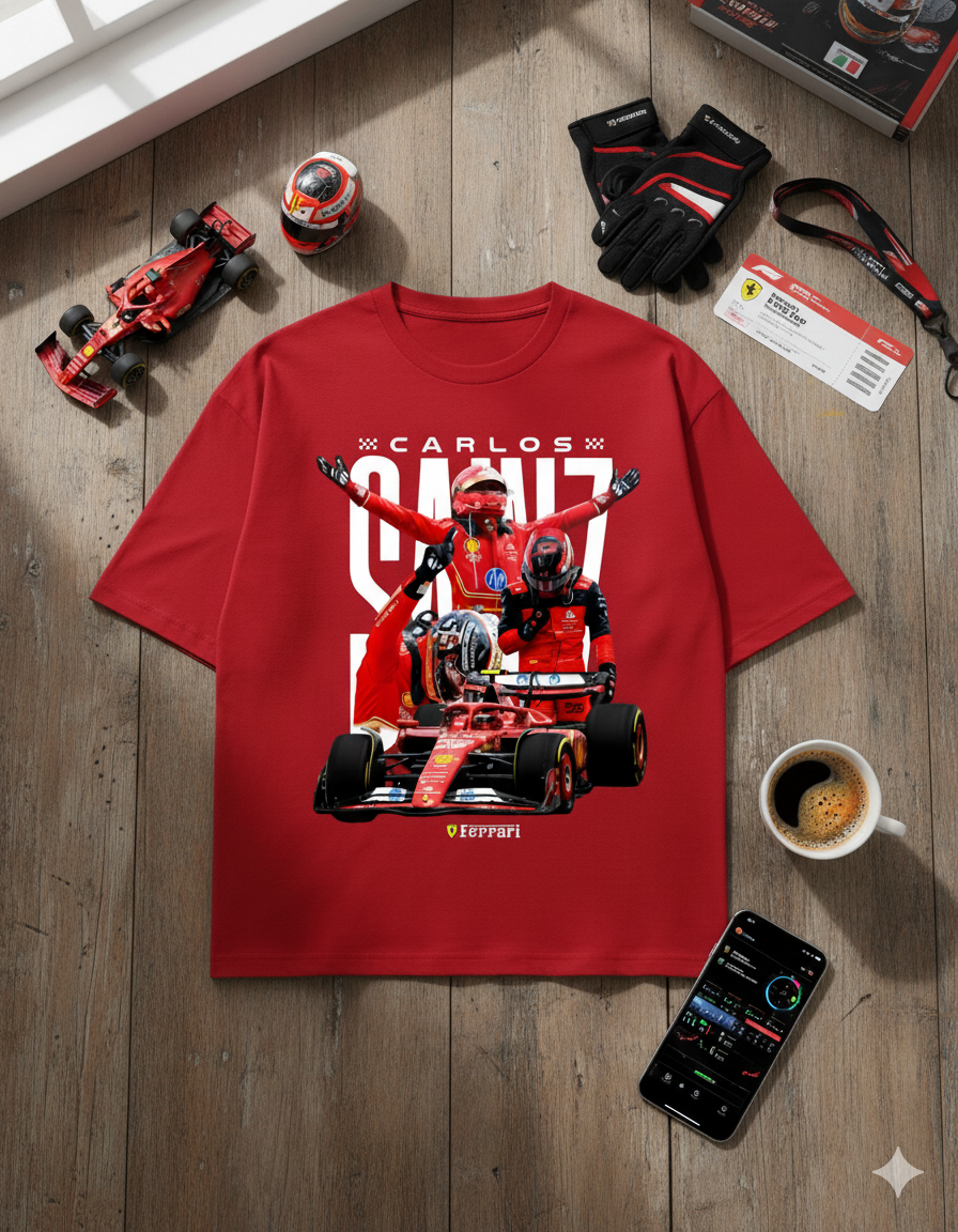 Carlos Sainz Victory Unisex Oversized Tee - Red
