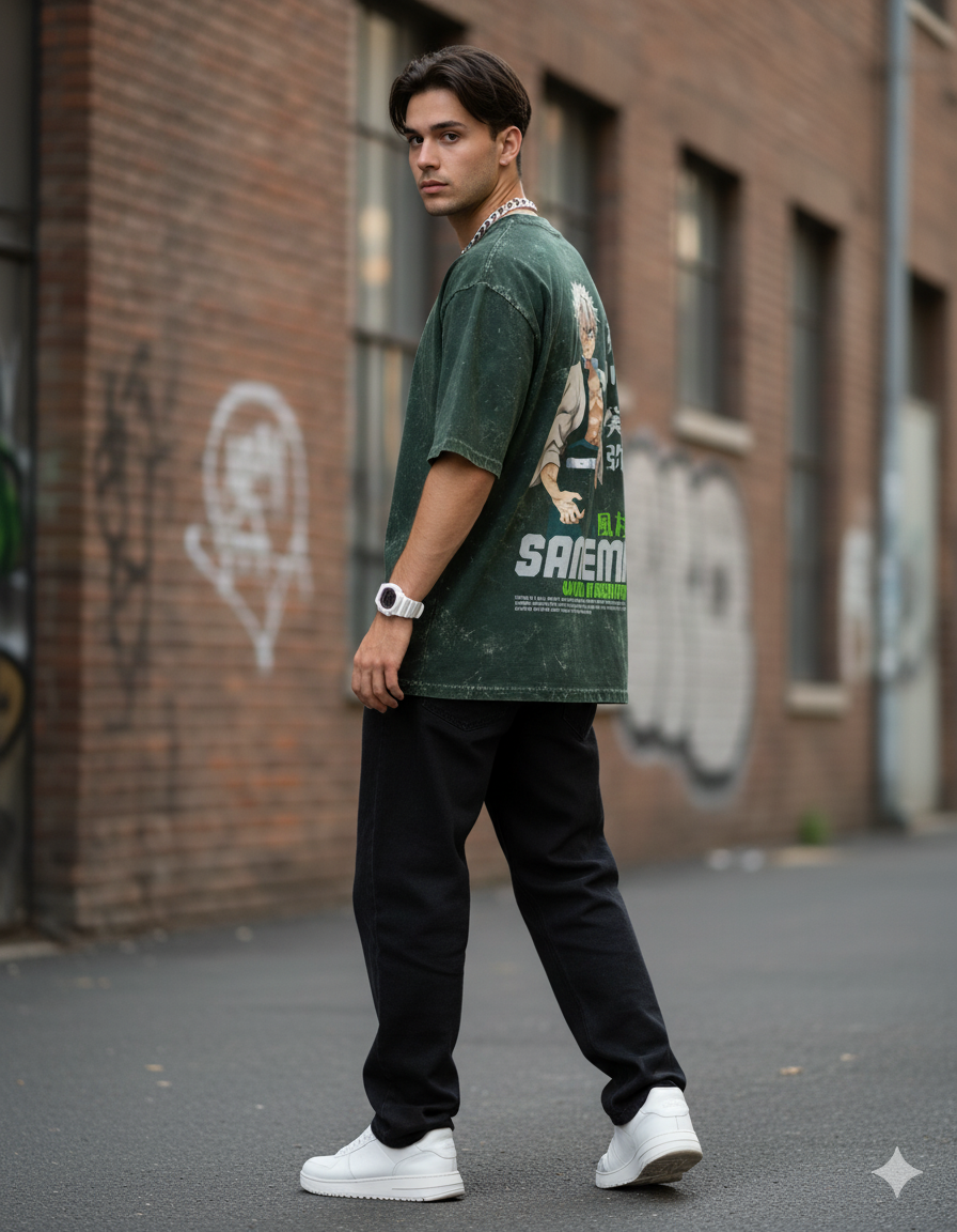 Sanemi Unisex Acid Washed Oversized Tee