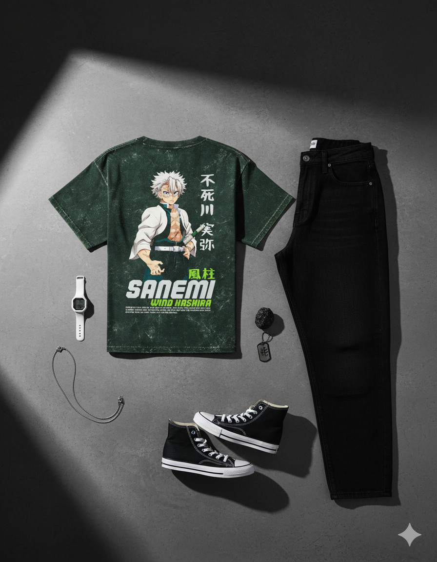 Sanemi Unisex Acid Washed Oversized Tee