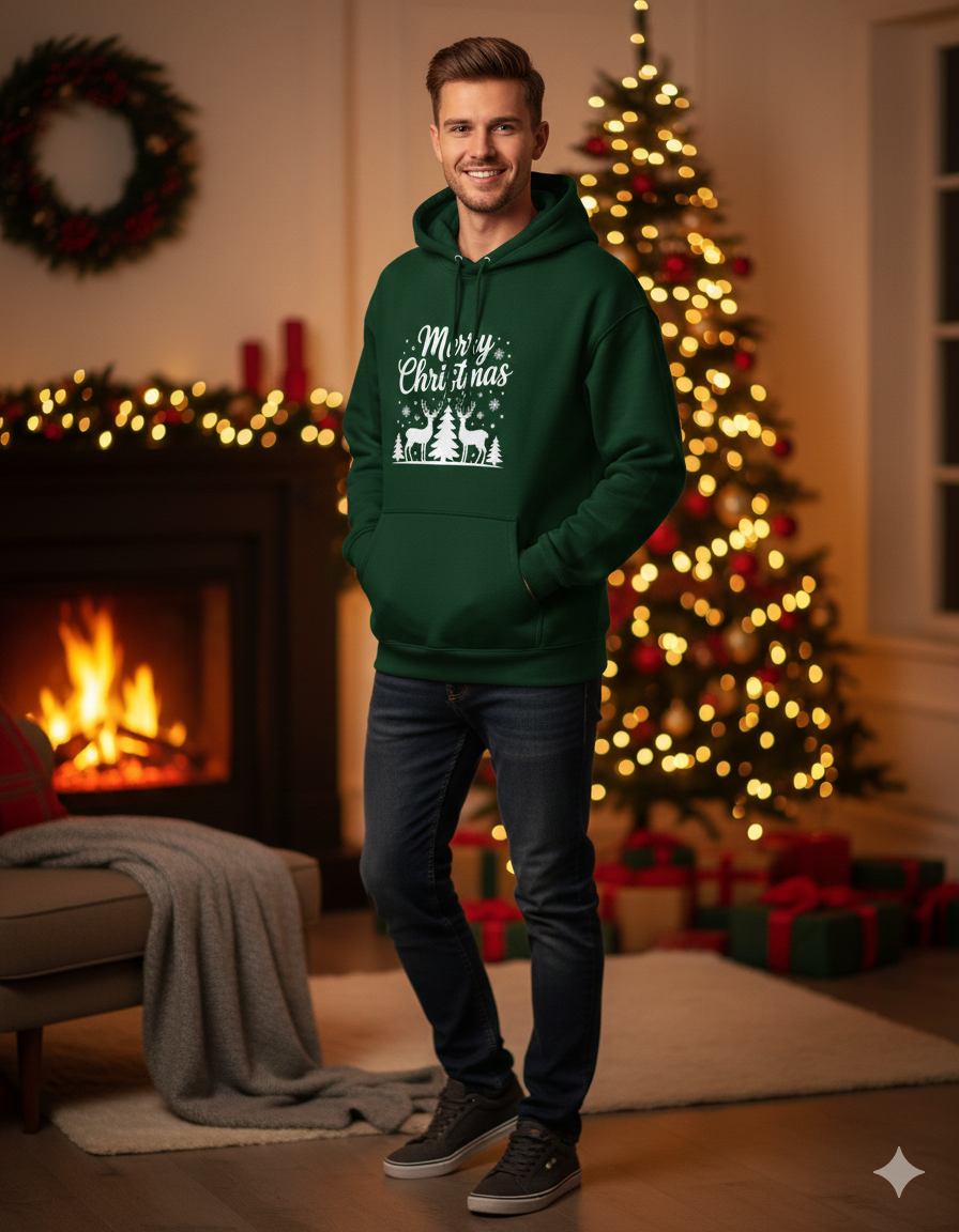 Merry Christmas Reindeer Unisex Oversized Hoodie