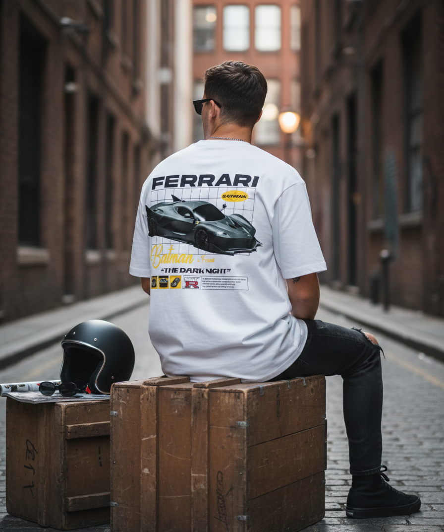 Batman X Ferrai - The Dark Night Unisex Oversized Classic Tee