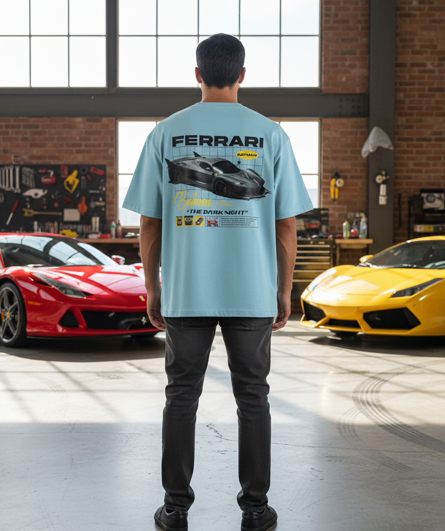 Batman X Ferrai - The Dark Night Unisex Oversized Classic Tee