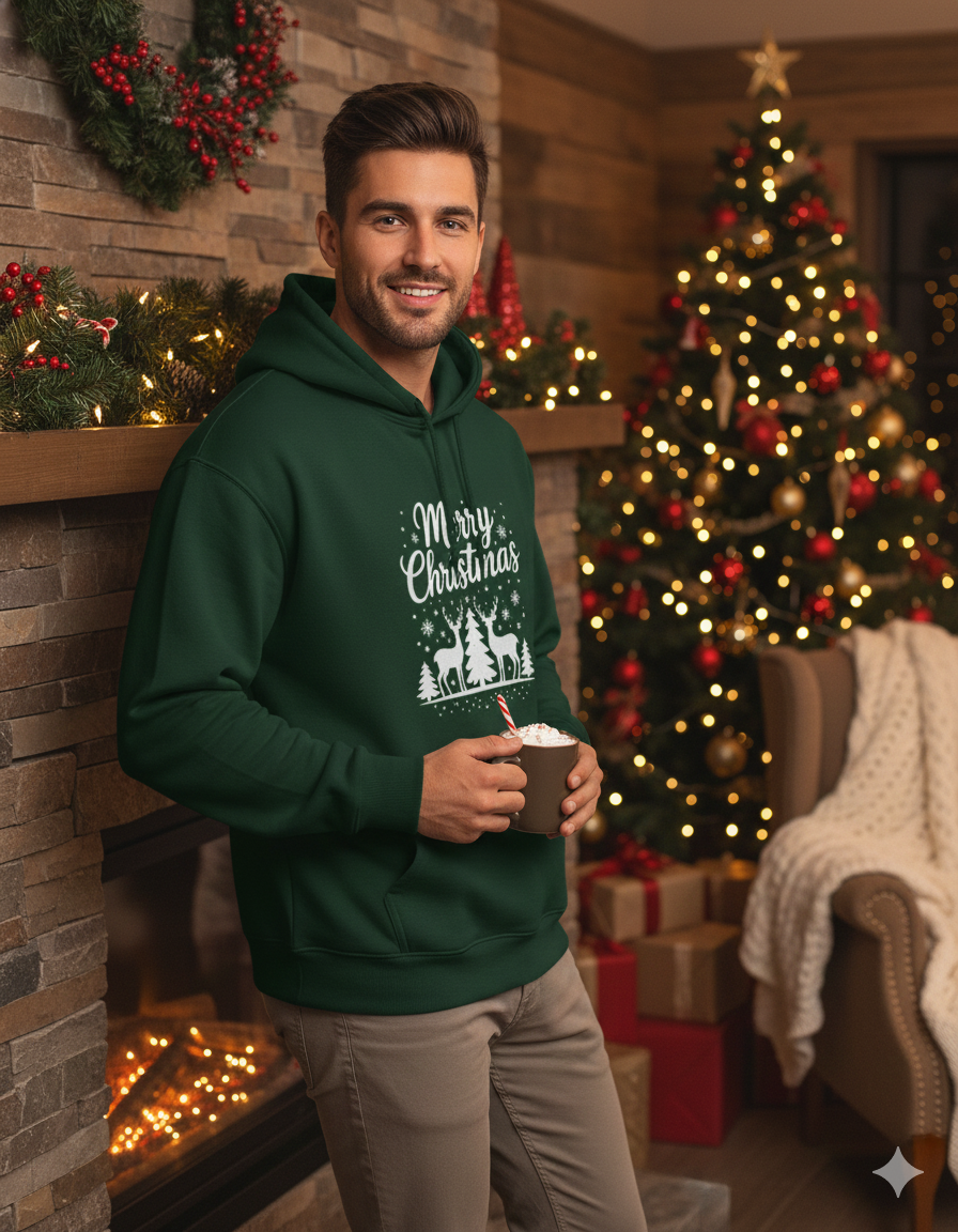 Merry Christmas Reindeer Unisex Oversized Hoodie