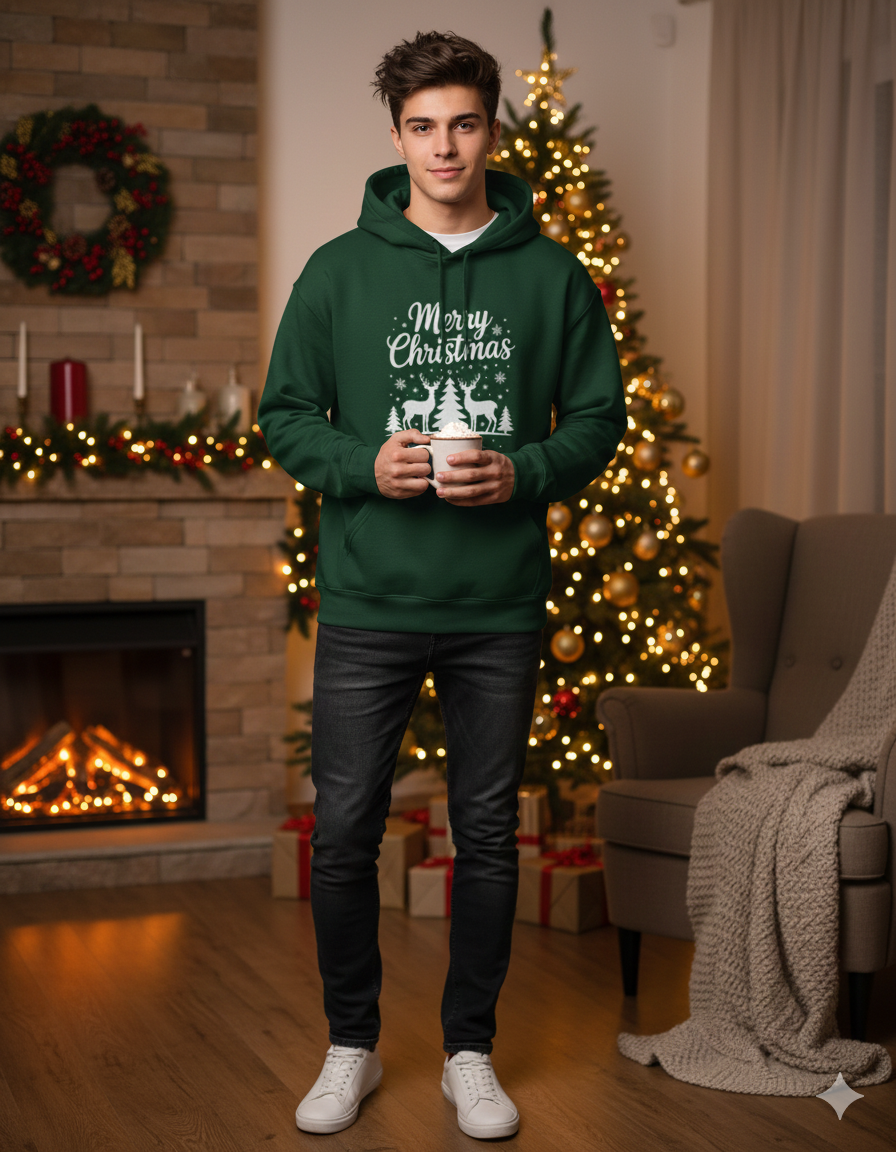 Merry Christmas Reindeer Unisex Oversized Hoodie