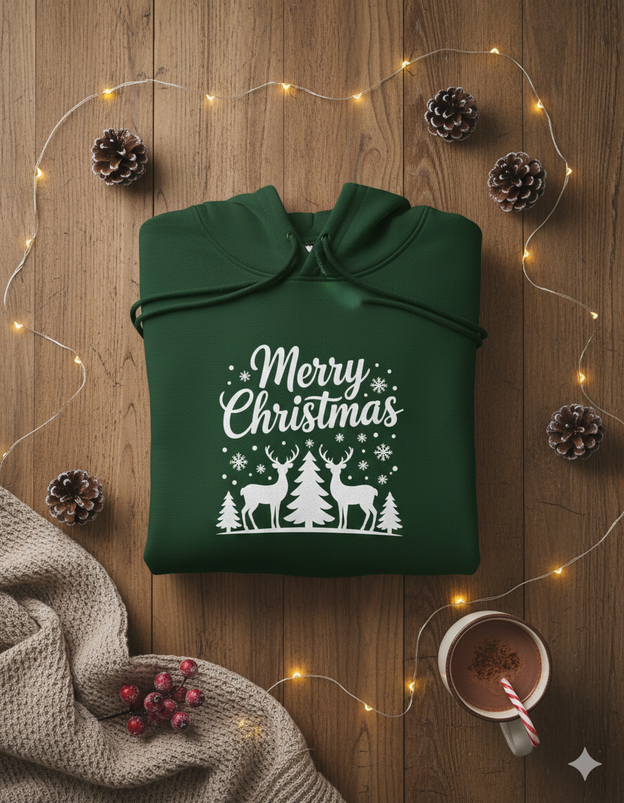 Merry Christmas Reindeer Unisex Oversized Hoodie