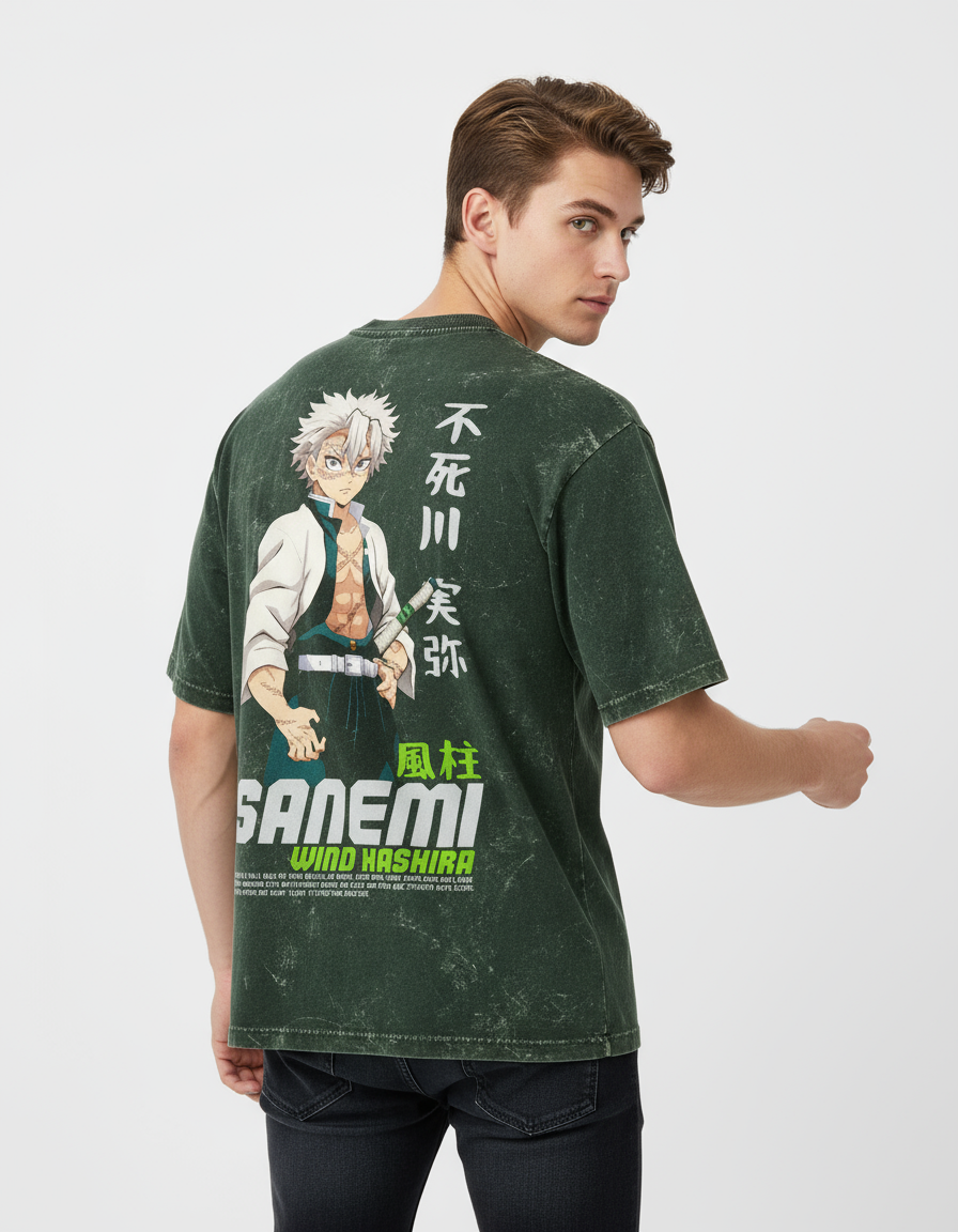 Sanemi Unisex Acid Washed Oversized Tee