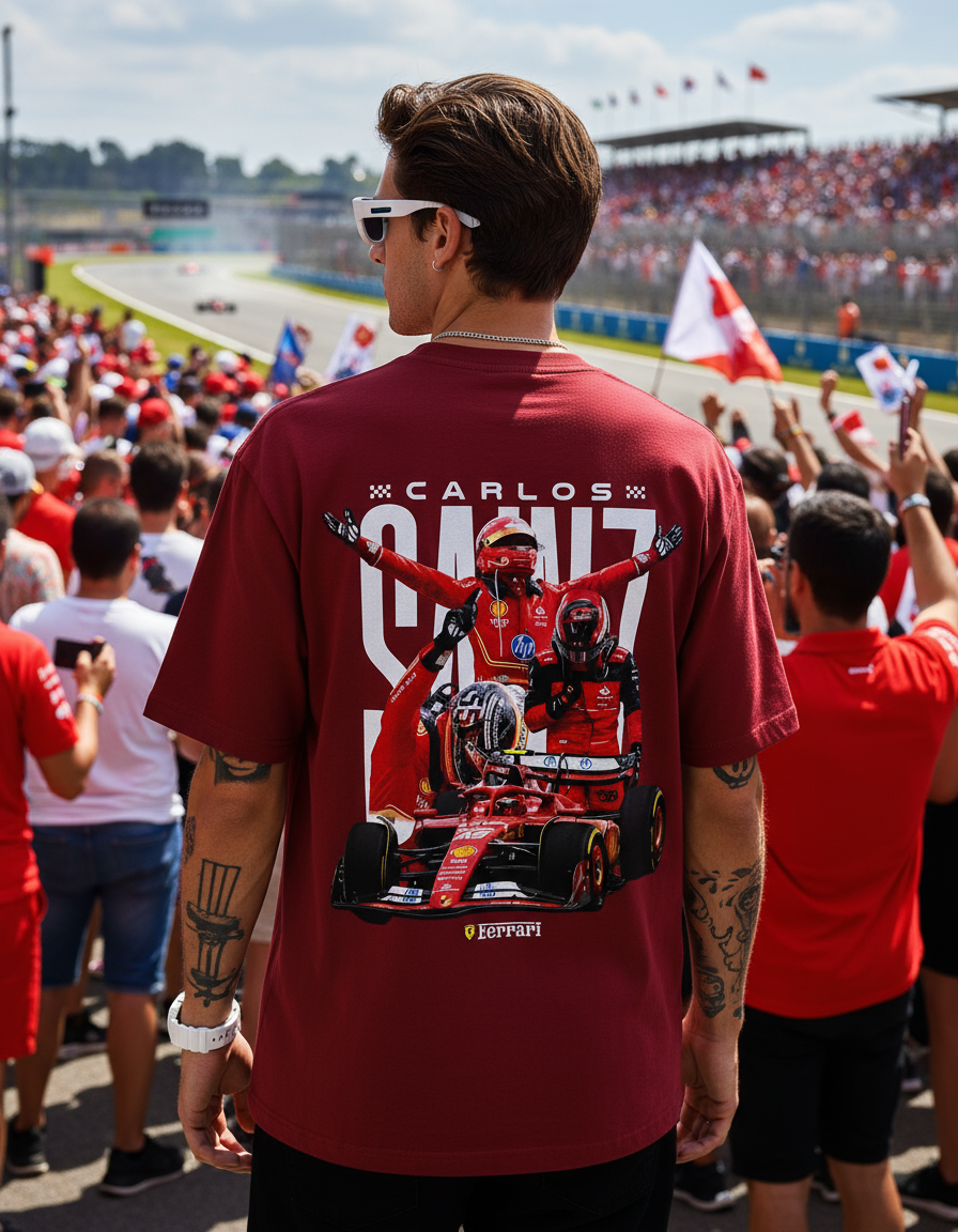Carlos Sainz Victory Unisex Oversized Tee - Red