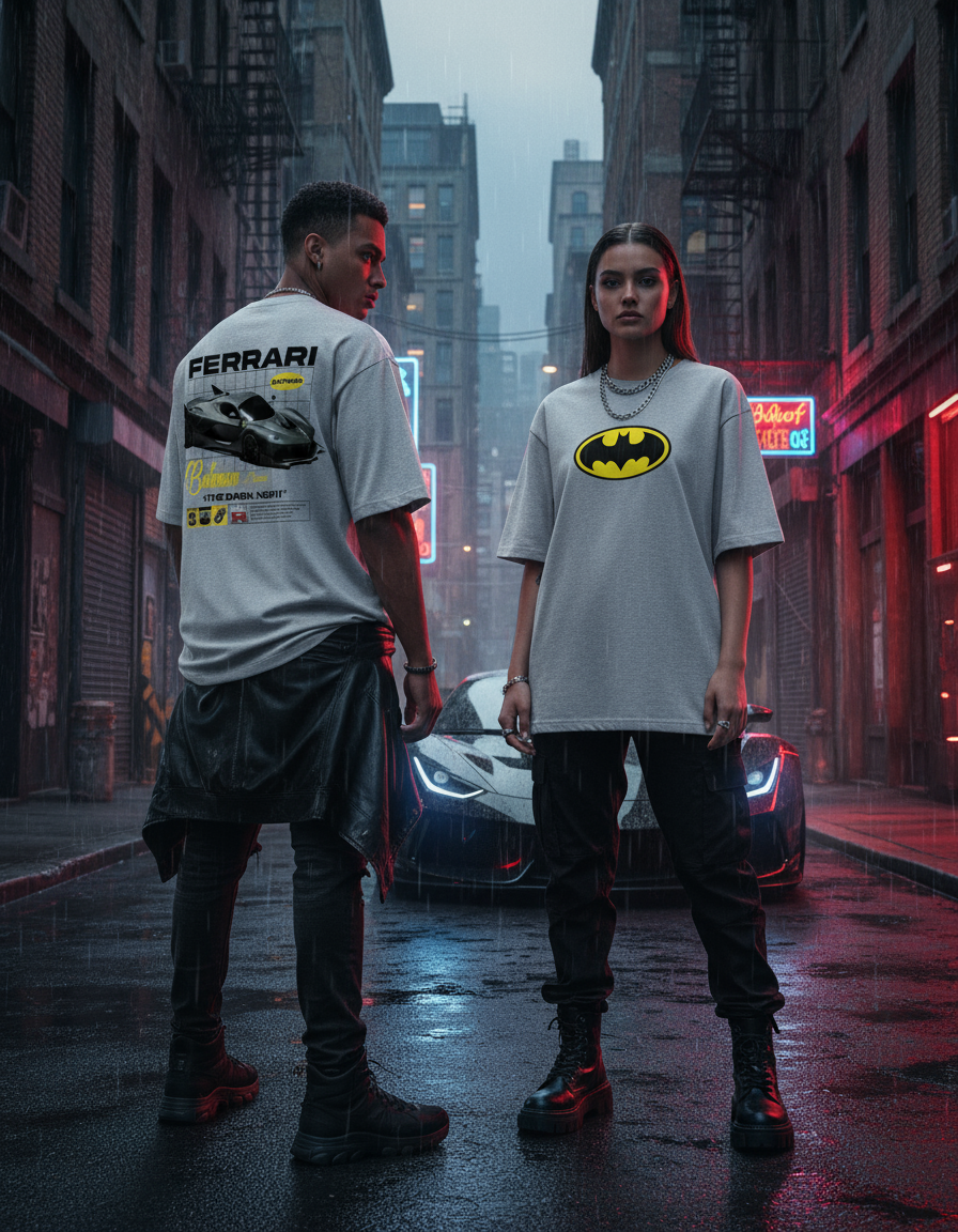 Batman X Ferrai - The Dark Night Unisex Oversized Classic Tee