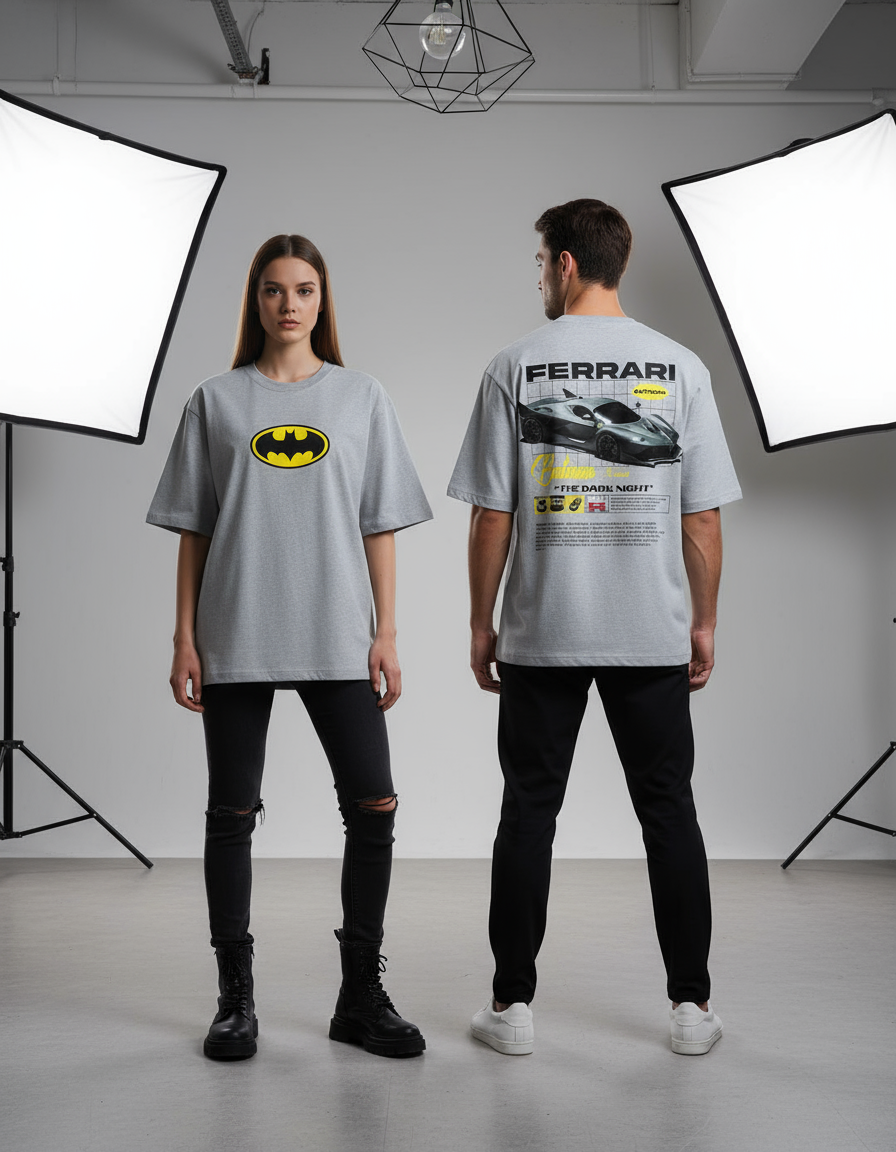 Batman X Ferrai - The Dark Night Unisex Oversized Classic Tee