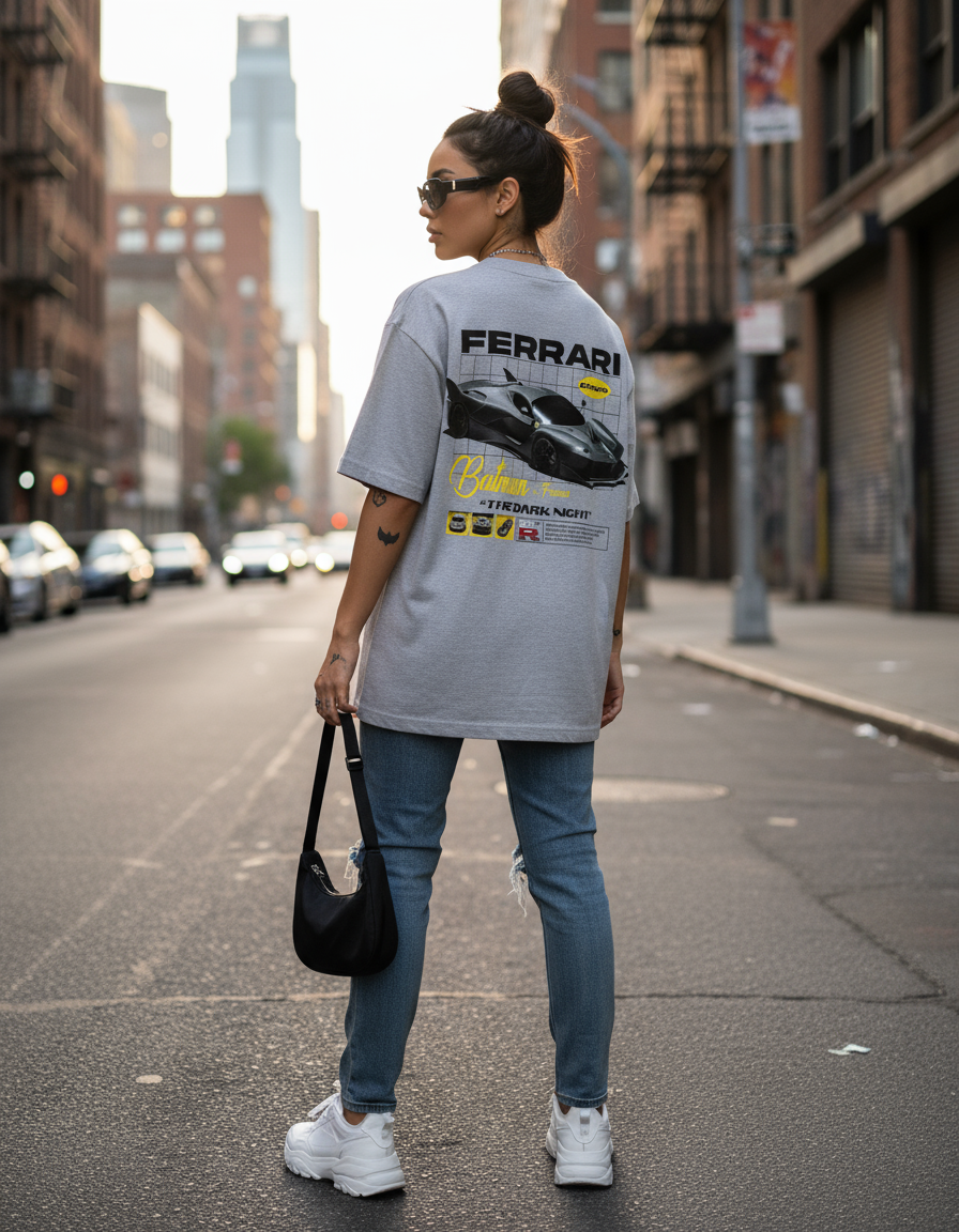 Batman X Ferrai - The Dark Night Unisex Oversized Classic Tee