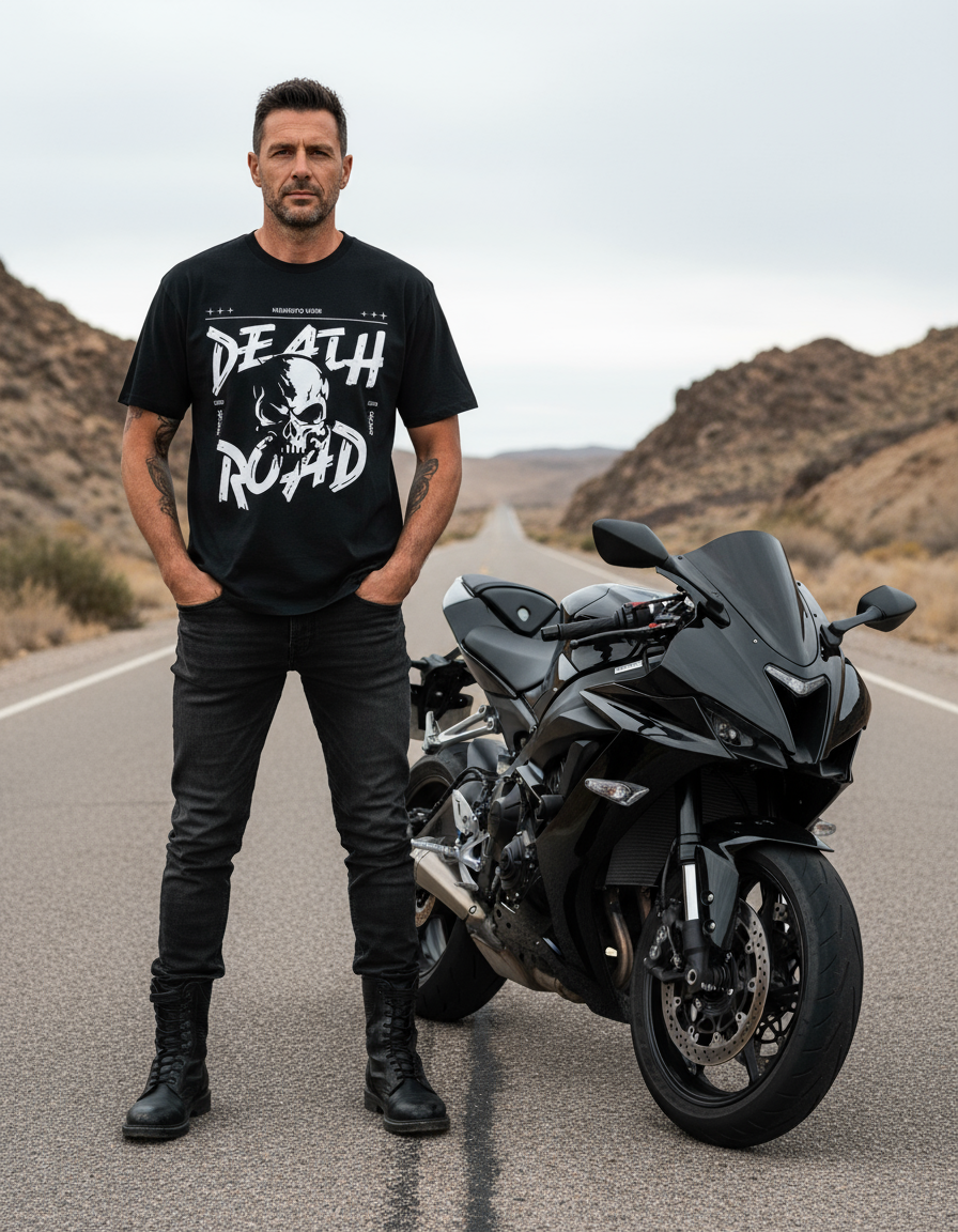 Death Road Rider Unisex Oversized Tee