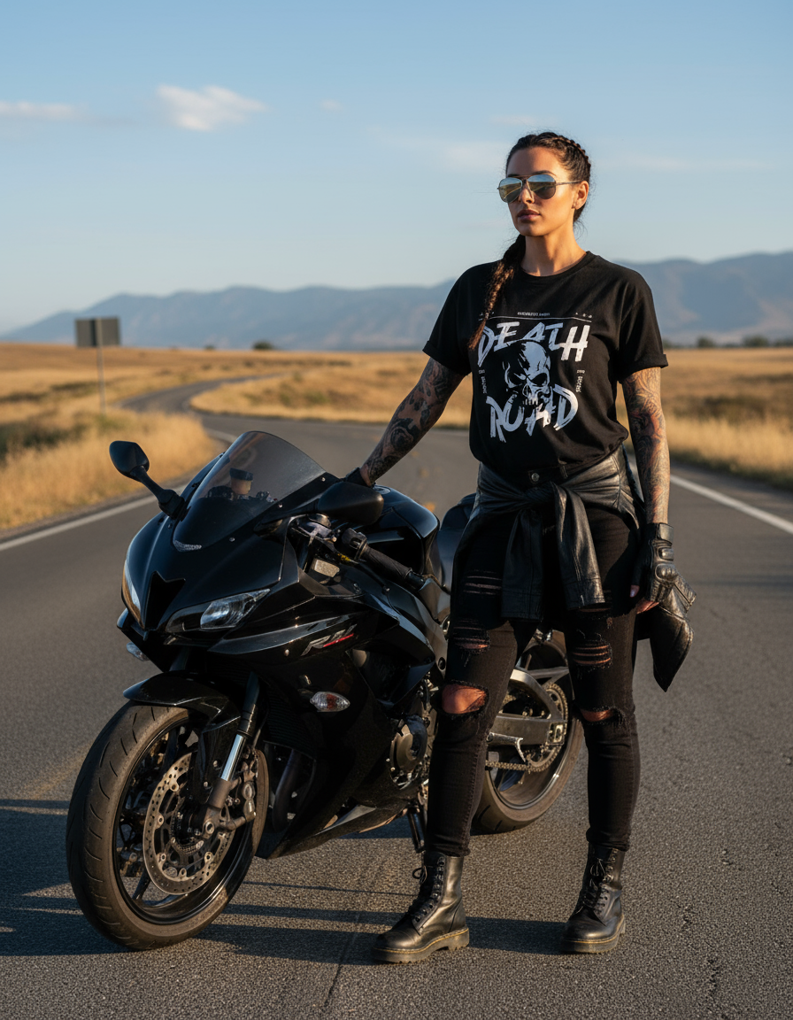 Death Road Rider Unisex Oversized Tee