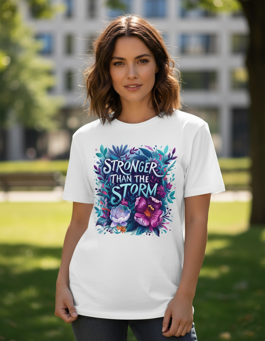 Stronger Than The Storm Floral Unisex Oversized Tee
