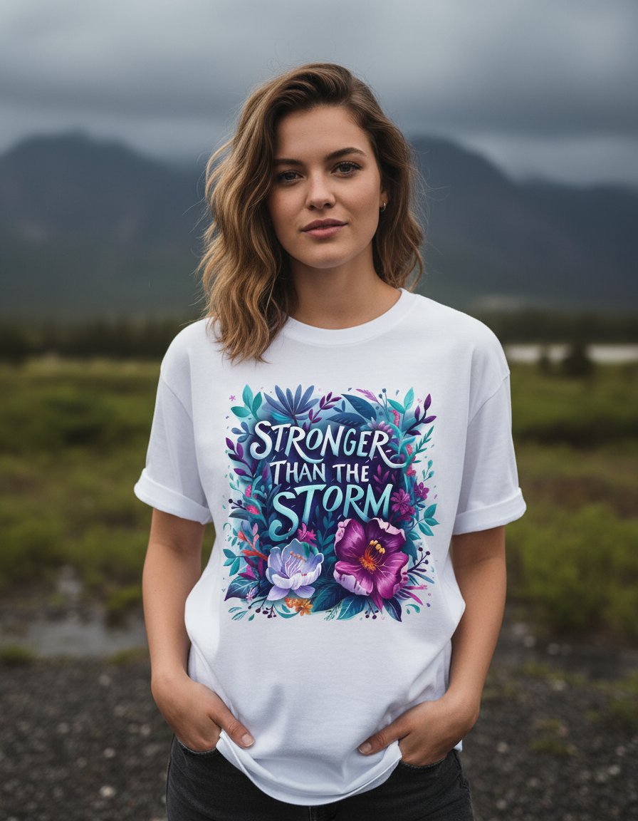 Stronger Than The Storm Floral Unisex Oversized Tee